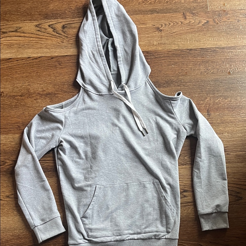Gray Cold Shoulder Hoodie